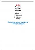 OCR  A Level Ancient History  H407/11 Sparta and the Greek World  Question paper And Mark Scheme merged 