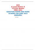OCR A Level History A Y112/01 Britain 1900–1951 QUESTION PAPER AND MARK SCHEME FOR JUNE 2023 (MERGED) 