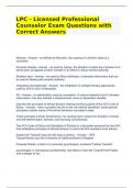 LPC - Licensed Professional Counselor Exam Questions with Correct Answers