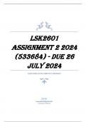 LSK2601 Assignment 2 2024 (533684) - DUE 26 July 2024