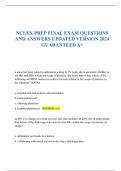 NCLEX PREP FINAL EXAM QUESTIONS  AND ANSWERS UPDATED VERSION 2024  GUARANTEED A+