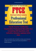 Florida Teacher Certification Examination Professional Education Test Containing 300 Questions with Definitive Solutions Updated . 