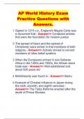 AP World History Exam Practice Questions with Answers.