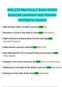 NSG 233 Med Surg 2 Exam 42024 Expected Questions and Answers (Verified by Expert)