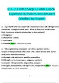 NSG 233 Med Surg 2 Exam 12024 Expected Questions and Answers (Verified by Expert)