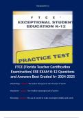 FTCE (Florida Teacher Certification Examination) ESE EXAM K-12 Questions and Answers Best Graded A+ 2024-2025. 