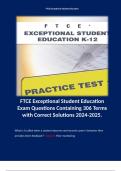 FTCE Exceptional Student Education Exam Questions Containing 306 Terms with Correct Solutions .