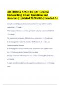 ARTHREX SPORTS IOT General Onboarding Exam Questions and Answers Updated 2024/2025 | Graded A+.