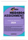 HED4804 ASSIGNMENT 2 2024 WELL ANSWERED ESSAY