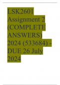 LSK2601 Assignment 2 (COMPLETE ANSWERS) 2024 (533684) - DUE 26 July 2024