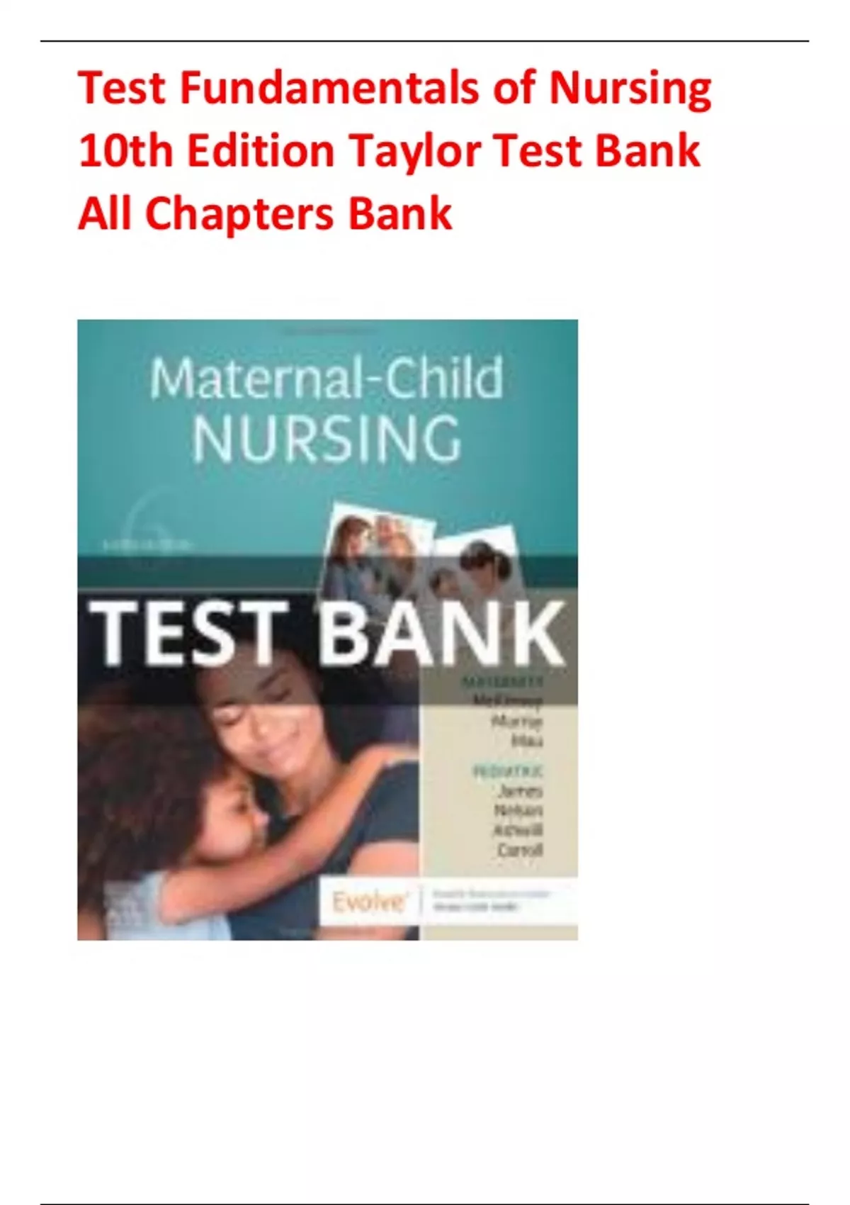 Test Fundamentals Of Nursing 10th Edition Taylor Test Bank All Chapters ...