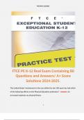 FTCE PE K-12 Real Exam Containing 80 Questions and Answers/ A+ Score Solutions 2024-2025.