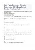 Math Praxis Elementary Education - Mathematics (5003) Study Guide & Practice Final Exam Quiz with complete solution