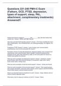 Questions 221-240 PMH-C Exam (Fathers, OCD, PTSD, depression, types of support, sleep, PAL, attachment, complimentary treatments) Answered!!