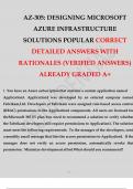 AZ-305 DESIGNING MICROSOFT AZURE INFRASTRUCTURE SOLUTIONS POPULAR CORRECT DETAILED ANSWERS WITH RATIONALES (VERIFIED ANSWERS) ALREADY GRADED A+