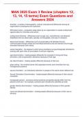 MAN 3025 Exam 3 Review (chapters 12, 13, 14, 15 terms) Exam Questions and Answers 2024