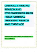 CRITICAL THINKING: REASON AND EVIDENCE D265, D265 - WGU - CRITICAL THINKING - REASON AND EVIDENCE