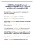 Child Psychology Chapter 2: Development Theory Exam Questions and Critical Answers 2023/2024