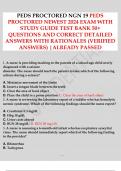 PEDS PROCTORED NGN PEDS PROCTORED NEWEST 2024 EXAM WITH STUDY GUIDE TEST BANK 50+ QUESTIONS AND CORRECT DETAILED ANSWERS WITH RATIONALES (VERIFIED ANSWERS).