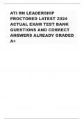 ATI RN LEADERSHIP PROCTORED LATEST 2024 ACTUAL EXAM TEST BANK  QUESTIONS AND CORRECT  ANSWERS ALREADY GRADED A+     