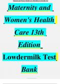 Test Bank for Maternity and Women’s Health Care, 13th Edition (Lowdermilk, 2024), Chapter 1-37 | All Chapters