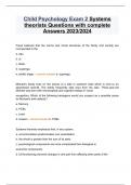 Child Psychology Exam 2 Systems theorists Questions with complete Answers 2023/2024