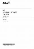 AQA AS RELIGIOUS STUDIES 7061/2D MARK SCHEME PAPER 2D 2023 Islam