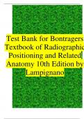 Test Bank for Bontragers Textbook of Radiographic Positioning and Related Anatomy 10th Edition by Lampignano