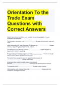 Orientation To the Trade Exam Questions with Correct Answers 