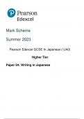 Mark Scheme Summer 2023 Pearson Edexcel GCSE In Japanese (1JA0) Higher Tier Paper 04: Writing in Japanese