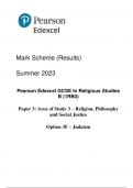 Pearson Edexcel GCSE In Religious Studies B (1RB0) Paper 3: Area of Study 3 – Religion, Philosophy and Social Justice Option 3F – Judaism Mark Scheme (Results) Summer 2023