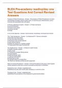 BLEA Pre-academy reading/day one Test Questions And Correct Revised Answers