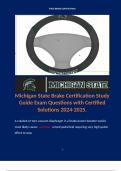 Michigan State Brake Certification Study Guide Exam Questions with Certified Solutions 2024-2025.