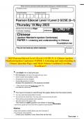 2023 Pearson Edexcel Level 1/Level 2 GCSE (9–1) Chinese (spoken Mandarin/spoken Cantonese) PAPER 1: Listening and understanding in Chinese Question Paper and Mark Scheme Combined Unveiling Excellence!!