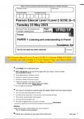 2023 Pearson Edexcel Level 1/Level 2 GCSE (9–1) French 1FR0/1F PAPER 1: Listening and understanding in French Question Paper and Mark Scheme Combined Unveiling Excellence!!