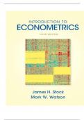 TESTBANK TO INTRODUCTION TO ECONOMRTRICS 3 RD EDITION BY JAMES H. STOCK AND MARK W. WASTON/  LATEST TEST BANK 2024 WITH SOLUTIONS AT THE  END OF THE CHAPTER