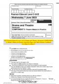 2023 Pearson Edexcel Level 3 GCE Drama and Theatre Advanced COMPONENT 3: Theatre Makers in Practice Question Paper and Mark Scheme Combined Unveiling Excellence!!