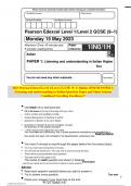 2023 Pearson Edexcel Level 1/Level 2 GCSE (9–1) Italian 1IN0/1H PAPER 1: Listening and understanding in Italian Question Paper and Mark Scheme Combined Unveiling Excellence!!