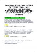 MGMT 200 PURDUE EXAM 2 2024 | 2 DIFFERENT EXAMS | ALL QUESTIONS AND CORRECT ANSWERS | PROFESSOR VERIFIED | ALREADY GRADED A+ | LATEST VERSIONS