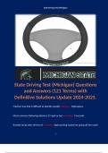 State Driving Test (Michigan) Questions and Answers (121 Terms) with Definitive Solutions Update 2024-2025. 