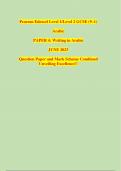 Pearson Edexcel Level 1/Level 2 GCSE (9–1) Arabic PAPER 4: Writing in Arabic JUNE 2023 Question Paper and Mark Scheme Combined Unveiling Excellence!!