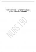 NURS 190 WEEK 2 QUIZ NEWEST 2024 QUESTIONS AND ANSWERS