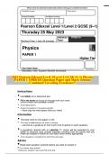 2023 Pearson Edexcel Level 1/Level 2 GCSE (9–1) Physics PAPER 1 1PH0/1H Question Paper and Mark Scheme Combined Unveiling Excellence!!