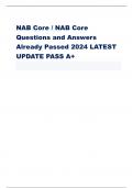 NAB Core / NAB Core  Questions and Answers  Already Passed 2024 LATEST  UPDATE PASS A+