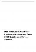 MSF RiderCoach Candidate  Pre-Course Assignment Exam  2024 Questions & Correct  Answers