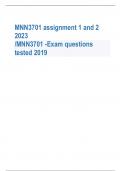 MNN3701 assignment 1 and 2  2023 /MNN3701 -Exam questions  tested 2019