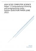 AQA GCSE COMPUTER SCIENCE Paper 1 Computational thinking and programming skills – Python QUESTION PAPER JUNE 2023