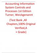 Test Bank For Accounting Information System Controls and Processes 1st Edition  Turner, Weickgenannt