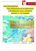 Solution Manual For Finite Mathematics and Its Applications, 13 Edition by Larry J. Goldstein, Complete Chapters 1 - 12, Verified Latest Version 