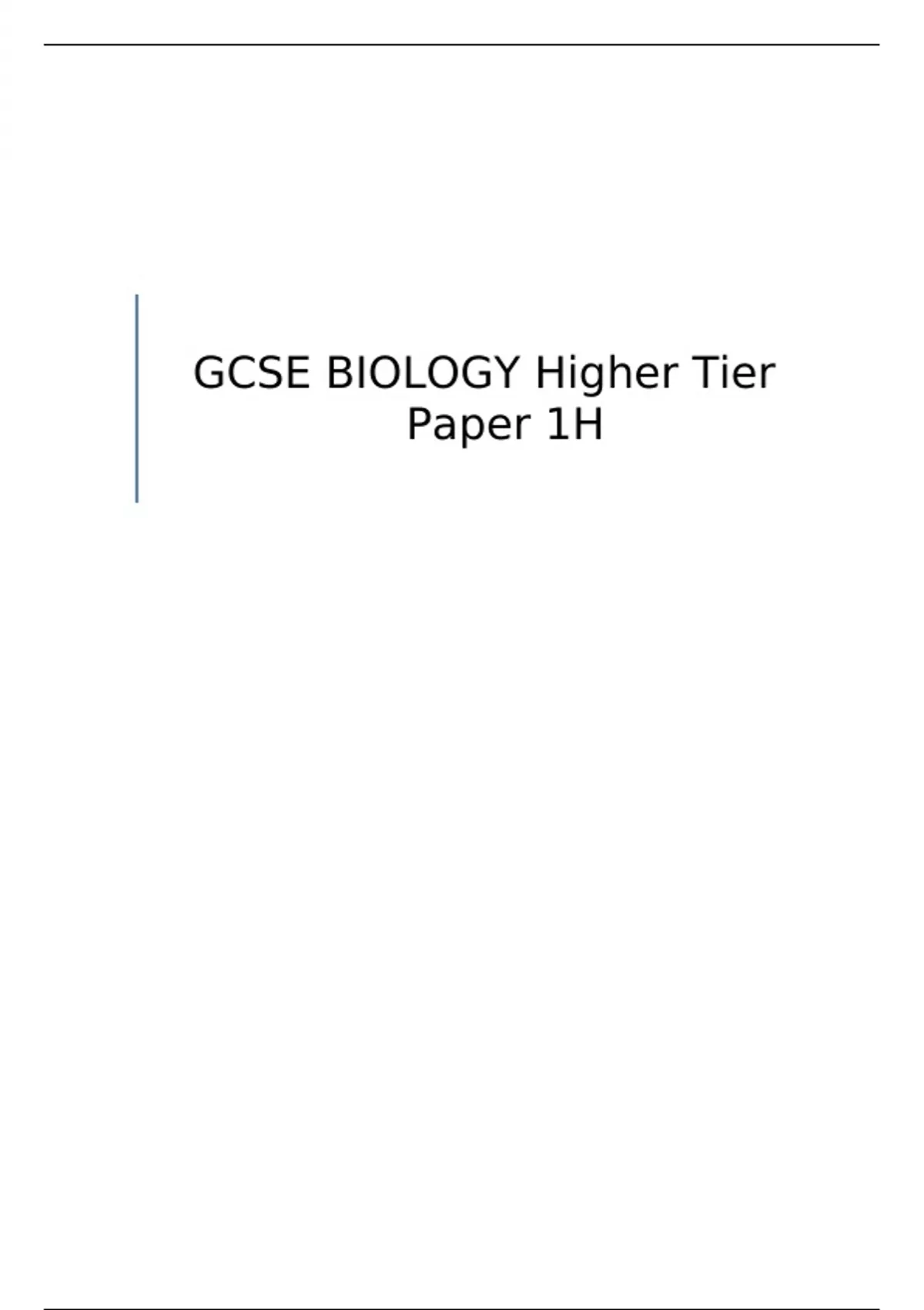 Aqa Gcse Biology Paper 1 Higher Tier Question Paper And Mark Scheme For